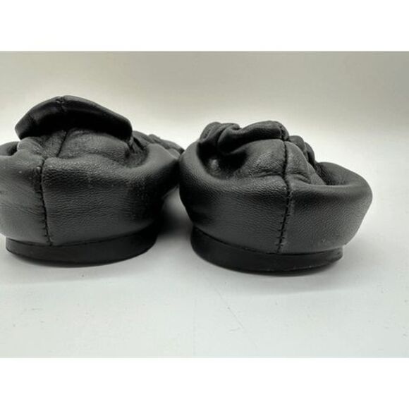 Tory Burch MINNIE TRAVEL BALLET Flats Black Leather Size 7M - Picture 2 of 9
